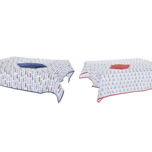 Stalo skalbinių rinkinys DKD Home Decor Mėlyna Balta Raudona 150 x 150 x 0,5 cm (2 vnt.)