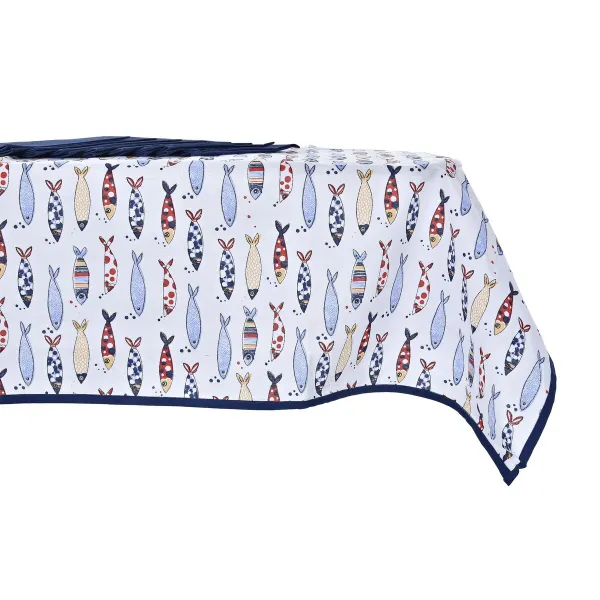Pöytäliinasetti DKD Home Decor 150 x 250 x 0,5 cm Punainen Sininen Valkoinen (2 osaa)