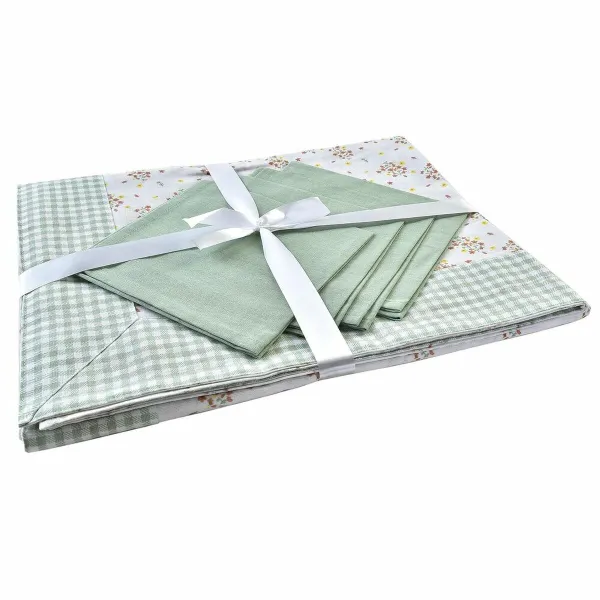 Galdauta komplekts DKD Home Decor Цветы Zaļš 150 x 150 x 0,5 cm