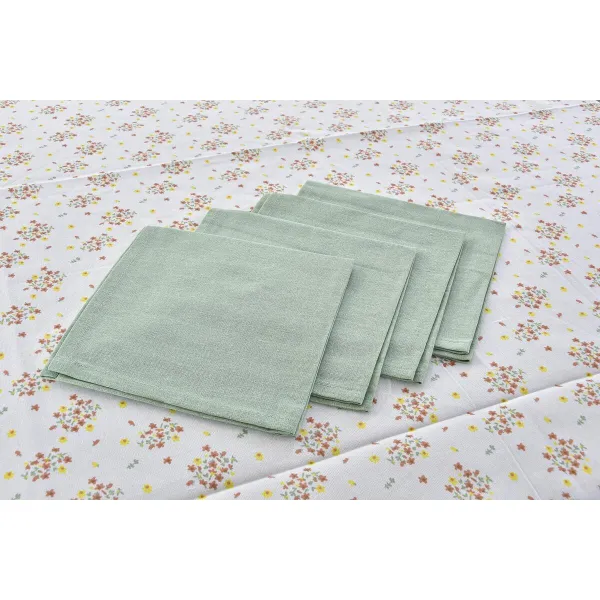 Stalo skalbinių rinkinys DKD Home Decor Gėlės Žalia 150 x 150 x 0,5 cm