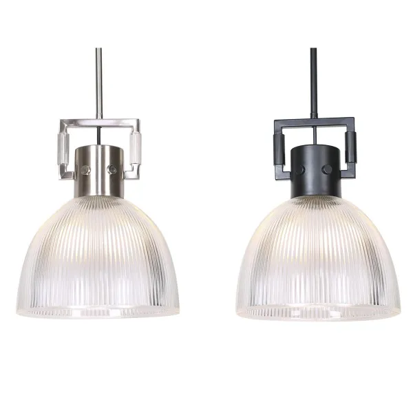 griestu gaismas DKD Home Decor Melns Sudrabains Metāls Stikls 25,4 x 25,4 x 35,5 cm (2 gb.)