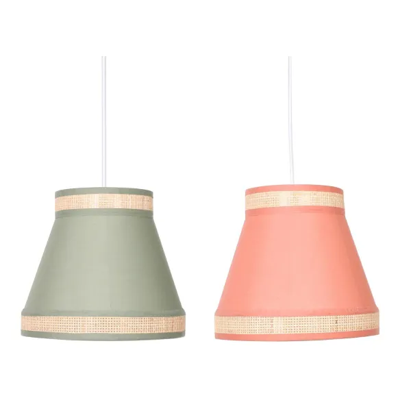 Kattolamppu DKD Home Decor 30 x 30 x 28 cm Luonnollinen Oranssi Vihreä Rottinki 28 x 28 x 28 cm 50 W (2 osaa)