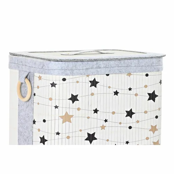 Set of Baskets DKD Home Decor White Black Grey Golden Bamboo Stars 41 x 31 x 42 cm 4 Pieces