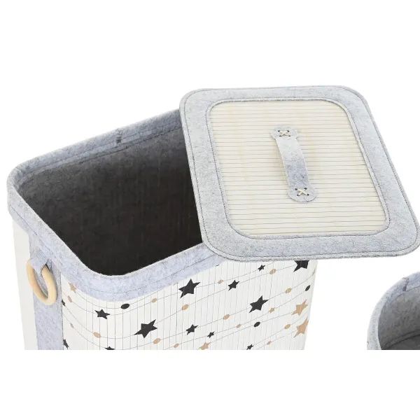 Korisetti DKD Home Decor Valkoinen Musta Harmaa Kullattu Bambu Tähdet 41 x 31 x 42 cm 4 Kappaletta