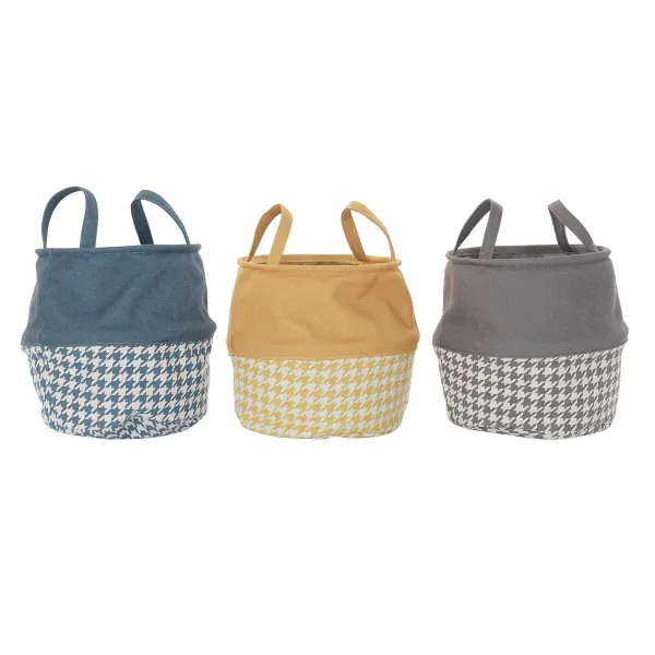 Бельевая корзина DKD Home Decor нога Ворона Жёлтый Серый Темно-серый 28 x 28 x 28 cm (3 штук)
