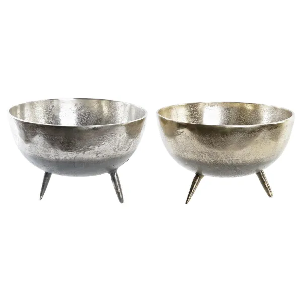 Pöytäkoriste DKD Home Decor Kullattu Hopeinen Alumiini 31 x 31 x 19,5 cm (2 osaa)