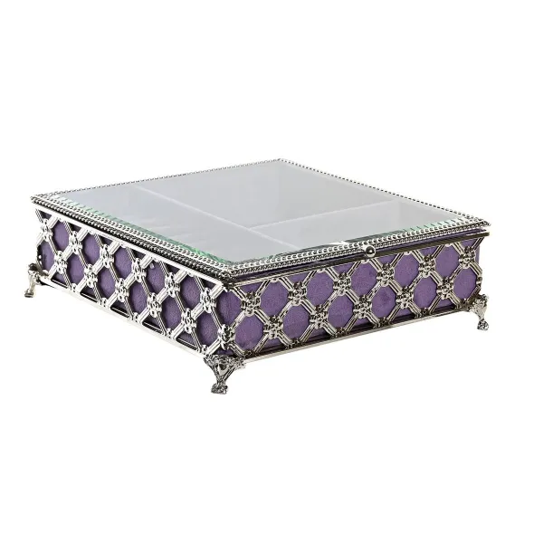 Dėžutė DKD Home Decor Stiklas Metalinis (22 x 22 x 7 cm)