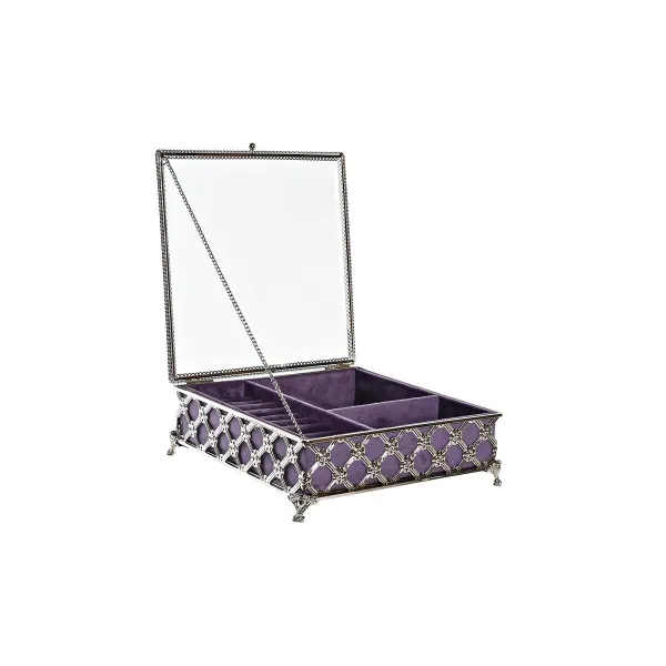 Dėžutė DKD Home Decor Stiklas Metalinis (22 x 22 x 7 cm)