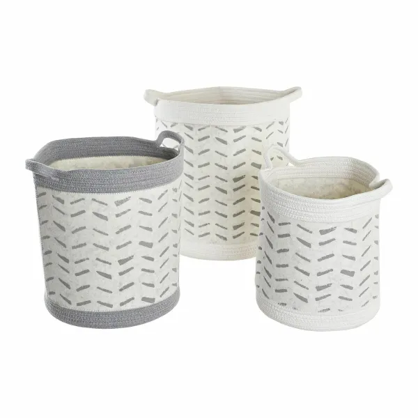 Krepšelio rinkinys DKD Home Decor Balta Pilka 35 x 35 x 40 cm 3 Dalys
