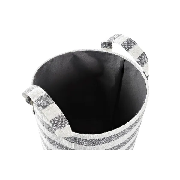 Krepšelio rinkinys DKD Home Decor Balta Pilka Dryžiai 35 x 35 x 40 cm 3 Dalys (3 vnt.)