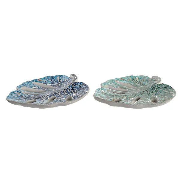 Galda rotājums DKD Home Decor Zils Zaļš Sveķi Stikls 45 x 36 x 9 cm 43 x 36 x 9 cm (2 gb.)