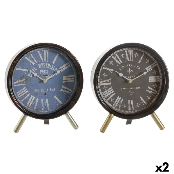 Table clock DKD Home Decor Blue Black Vintage (2 Units)