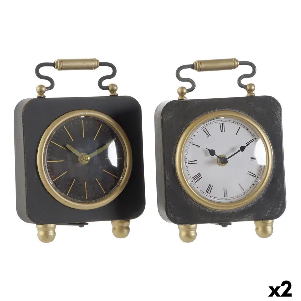 Настольные часы DKD Home Decor Чёрный Позолоченный Серебристый (2 штук)