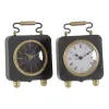 Настольные часы DKD Home Decor Чёрный Позолоченный Серебристый (2 штук)
