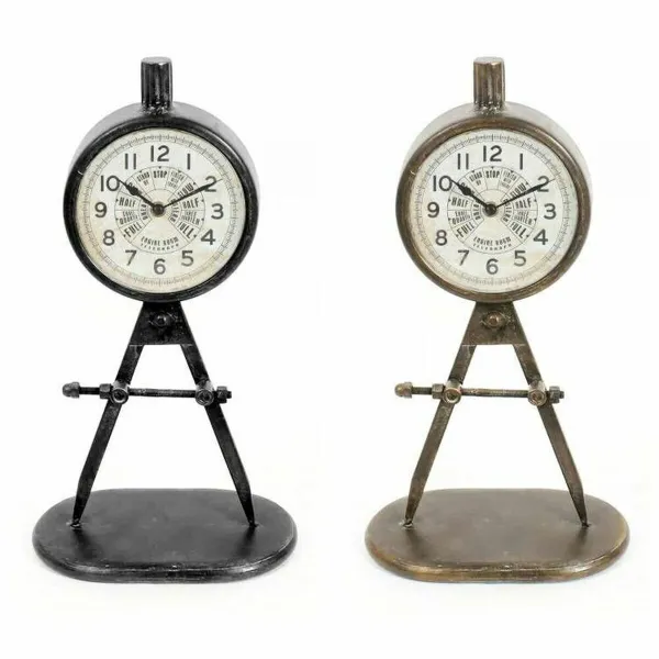 Table clock DKD Home Decor Black Golden Loft (2 Units)
