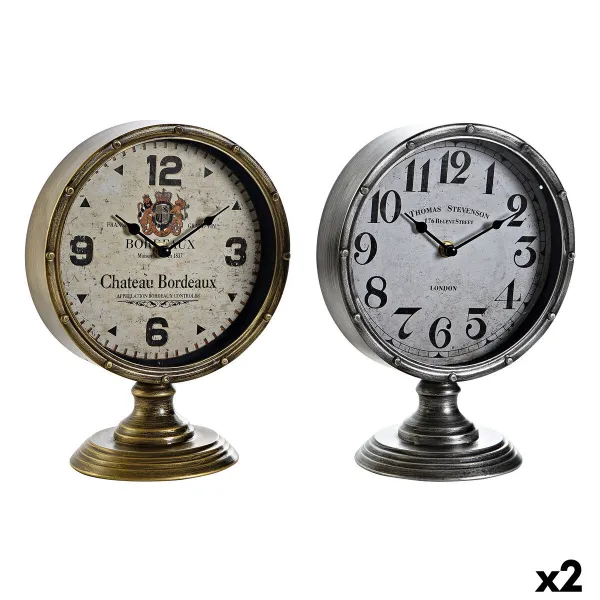 Настольные часы DKD Home Decor Позолоченный Серебристый Vintage (2 штук)