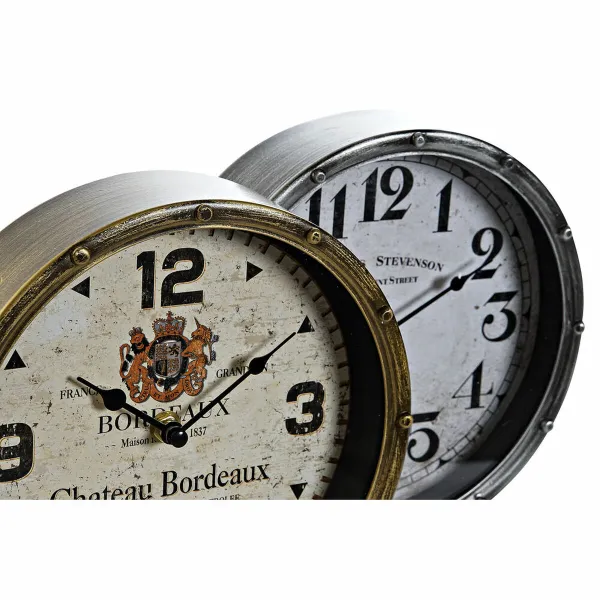 Настольные часы DKD Home Decor Позолоченный Серебристый Vintage (2 штук)