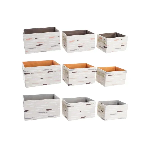 Набор корзин DKD Home Decor Коричневый Серый Оранжевый 32 x 24 x 18 cm (3 штук)