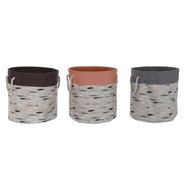 Veļas grozs DKD Home Decor Pelēks Oranžs 45 x 45 x 45 cm (3 gb.)