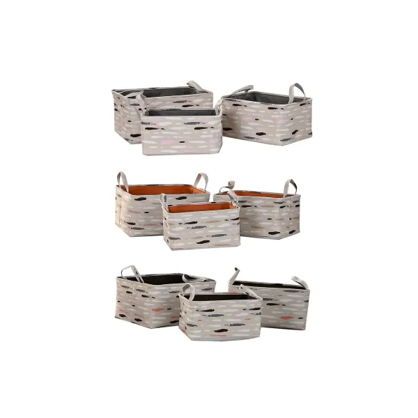 Grozs DKD Home Decor Brūns Pelēks Oranžs 40 x 30 x 20 cm (3 gb.)