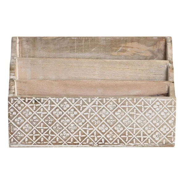 Daudzfunkcionāls Organizators DKD Home Decor Balts Dabisks Mango koks 32 x 13 x 21 cm 33 x 12 x 21 cm Loksnes (12 gb.)