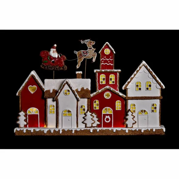 Новогоднее украшение DKD Home Decor дом Белый Красный Смола 41 x 7,5 x 27 cm