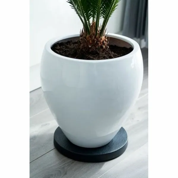 Pyörällinen kukkaruukkujalusta Nature Musta polypropeeni (Ø 29,2 x 4 cm)