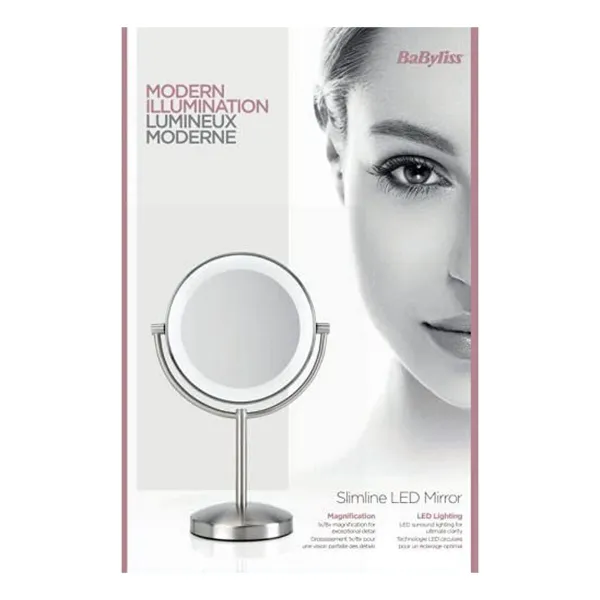 Magnifying Mirror with LED Babyliss Espejo De Maquillaje Led Double-sided