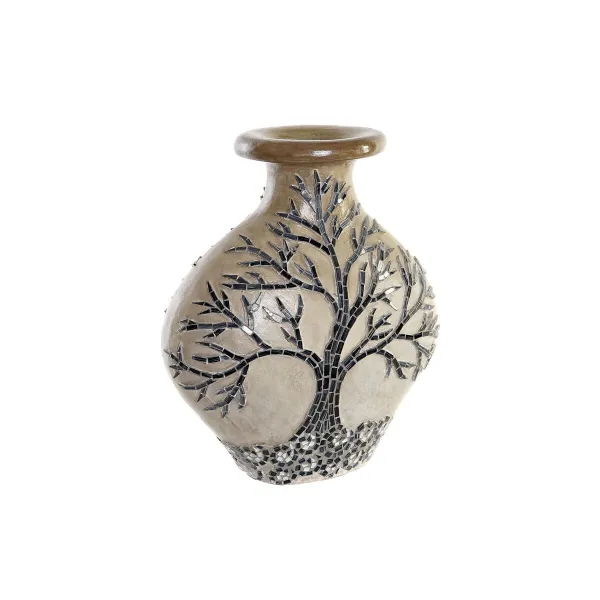 Vāze DKD Home Decor Koks Stikls Melns Bēšs Terakota (30 x 15 x 33,5 cm)