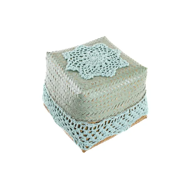 Dekoratīvās Kastes Komplekts DKD Home Decor Zils Tirkīzs Dabisks Gaiši pelēks Bambuss Boho