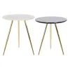 Set of 2 tables DKD Home Decor Valkoinen Musta Kullattu 46 x 46 x 45 cm