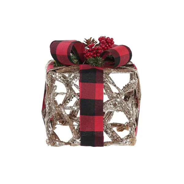 Lighting decoration DKD Home Decor Black Red Silver Glitter LED 25 x 25 x 30 cm (3 Pieces)