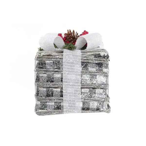 Koristevalot DKD Home Decor Valkoinen Punainen Vihreä Hopeinen Lumisade LED 25 x 25 x 29 cm (3 Kappaletta)