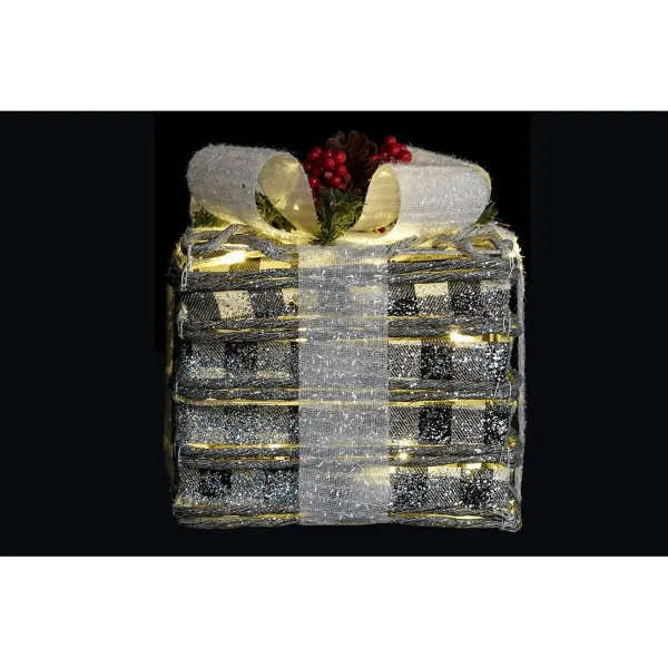 Apgaismojošs dekors DKD Home Decor Balts Sarkans Zaļš Sudrabains Sniegputenis LED 25 x 25 x 29 cm (3 Daudzums)