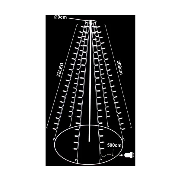 LED žibintai užuolaidoms Šilta šviesa Šiltai balta 2 m Juoda