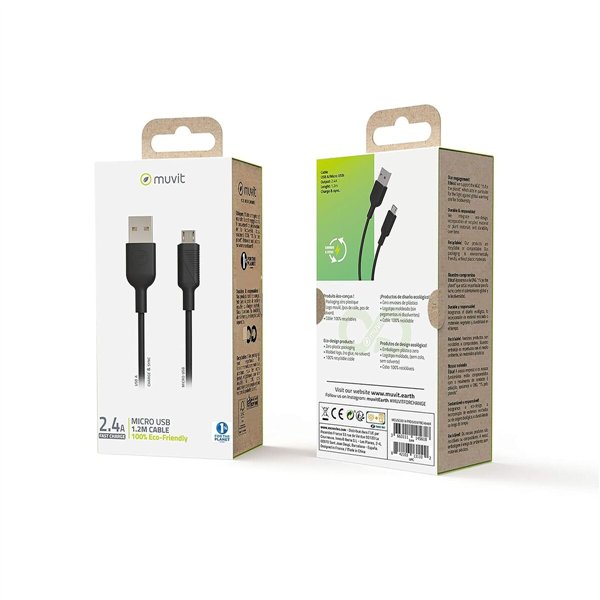 Kabelis Micro USB Muvit MCUSC0014 Melns 1,2 m