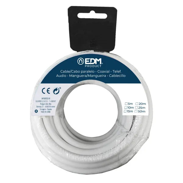 Rinnakkaisliitäntäkaapeli EDM 28136 28136 Valkoinen 50 m 3 x 1 mm