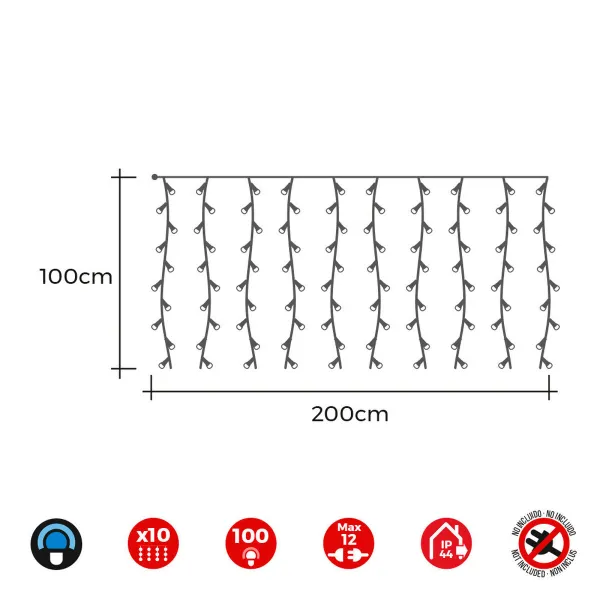 LED žibintai užuolaidoms EDM 71259 1,8 W Mėlyna Skaidrus 2 x 1 m (1 vnt.)
