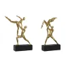 Koristehahmo DKD Home Decor 21 x 5,5 x 25,5 cm Musta Kullattu Voimistelija (2 osaa)