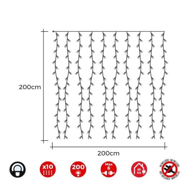 Светодиодные занавески EDM 71262 3,2 W 2 x 2 m Белый (1 штук)