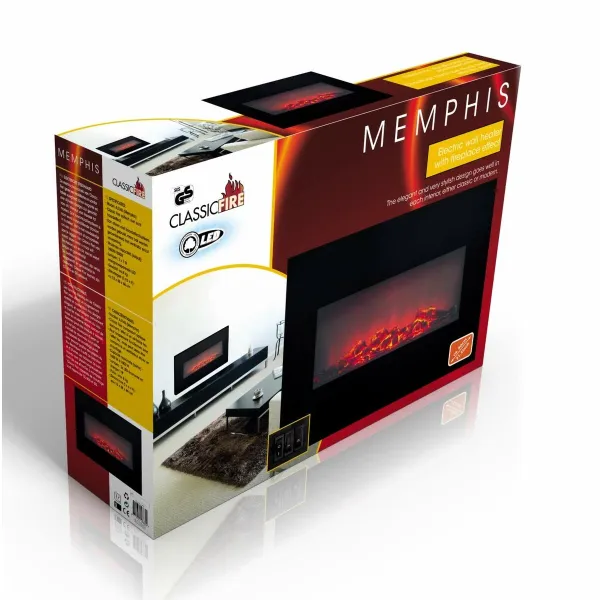 Dekoratīvs Elektrisks Skursteņa Aizsargs Classic Fire Memphis Melns 1800 W 66 x 13 x 46 cm