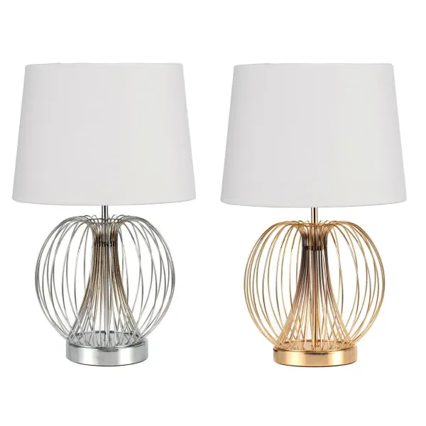 Galda lampa DKD Home Decor 32.5 x 32.5 x 52 cm Metāls Balts 220 V 50 W (2 gb.)