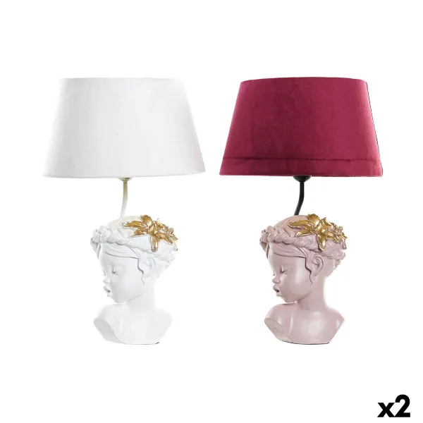 Galda lampa DKD Home Decor Sarkans Sveķi Gaiši Rozā 220 V 50 W 30 x 30 x 49 cm (2 gb.)