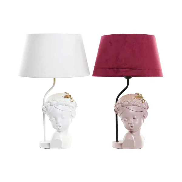 Galda lampa DKD Home Decor Sarkans Sveķi Gaiši Rozā 220 V 50 W 30 x 30 x 49 cm (2 gb.)