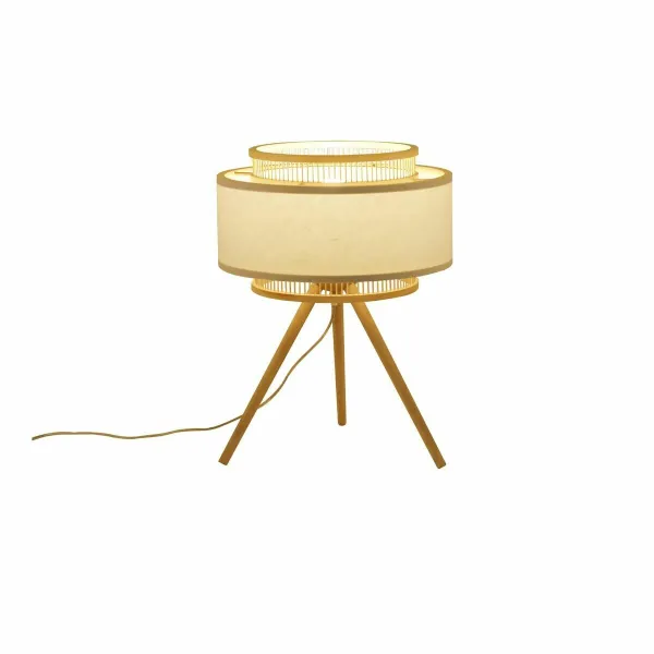 Настольная лампа DKD Home Decor Коричневый полиэстер Белый Бамбук (36 x 36 x 48 cm)