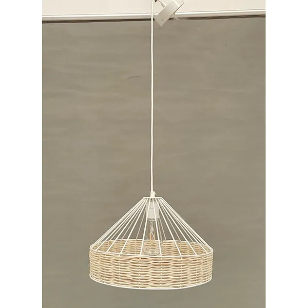 griestu gaismas DKD Home Decor 35 x 35 x 22 cm Melns Metāls Rotangpalma 50 W (2 gb.)