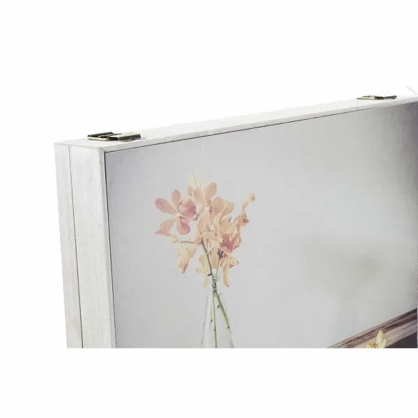 Dekoratīvs skapītis DKD Home Decor Dzeltens Bēšs Rozā Koks MDF Цветы Vāze Skaitītājs (2 gb.)