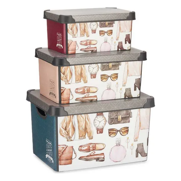 Universalių dėžučių rinkinys Kipit Vintage Plastmasinis Raštuotas Vintage