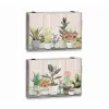 Decorative box DKD Home Decor Green Beige MDF Wood Plant pot Plant Counter (2 Units)