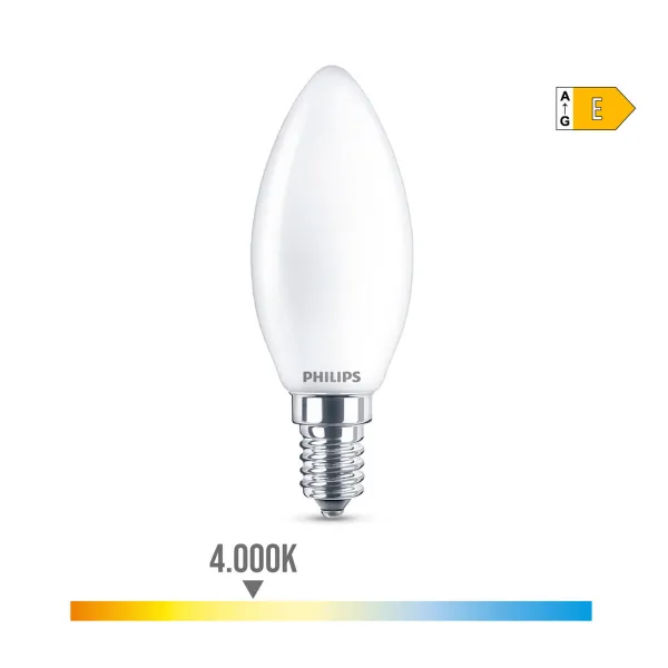 LED Spuldze Philips Svece E 6,5 W 60 W E14 806 lm 3,5 x 9,7 cm (4000 K)